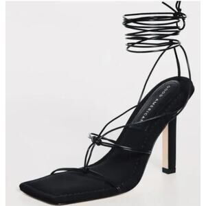 Good American Women's 8 Neoprene Strappy Silhouette High Heels Black Ankle Wrap